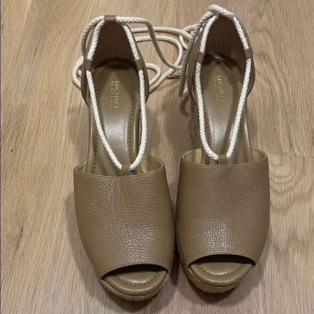 Michael Kors Leather Lace Up Wedge